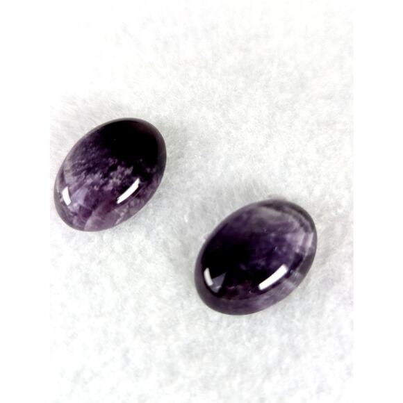 2 Natrual Amethyst cabochons oval pair 20mmx10mm 70 gramsetting or wrapping New - Picture 4 of 4